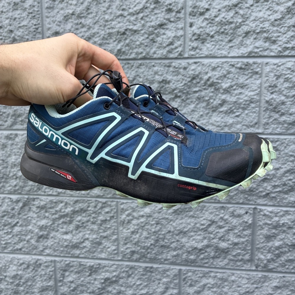 Salomon Shoes Mens 7.5 Blue Speedcross 4 Sensifit Trail Running Hiking Jogging